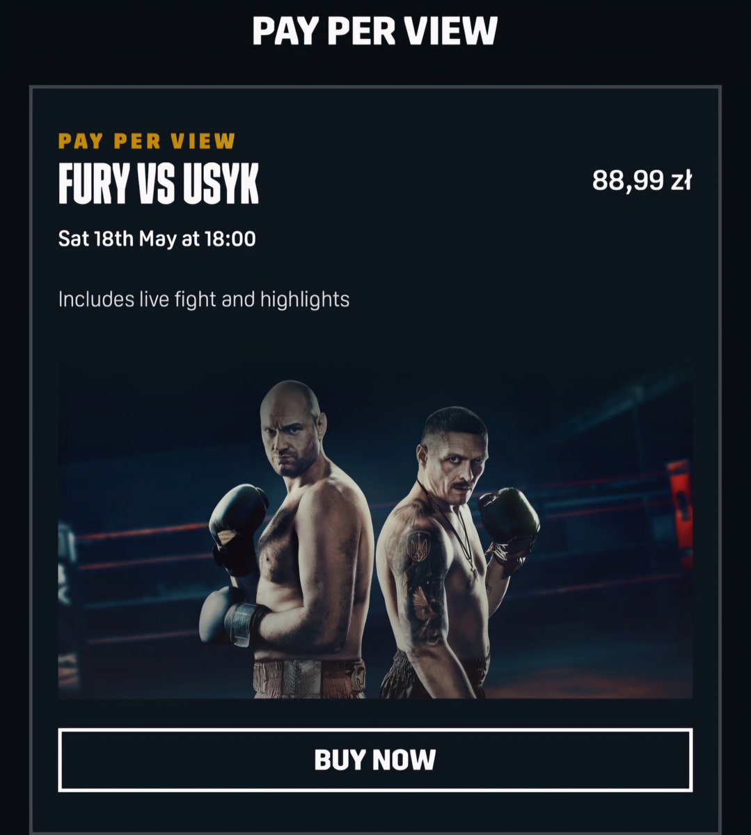 PPV Fury - Usyk za marne 88.99 zł