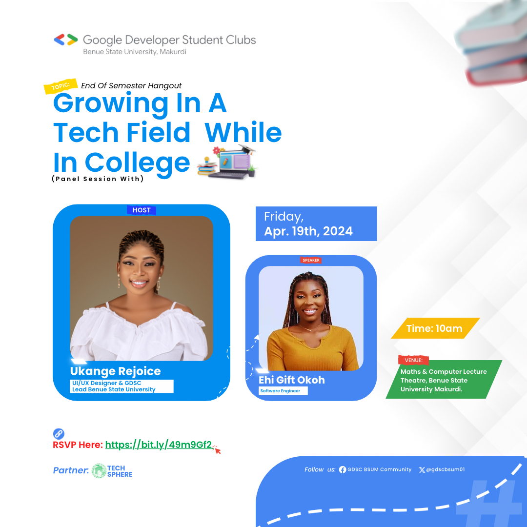 gdscbsum01's tweet photo. Join the GDSC Benue State University, Makurdi For this Special great event Happening Live Today 🥳🥳

@GDGMakurdi @WTMMakurdi @gdscbsum01 https://t.co/ODA7FXqaN9
