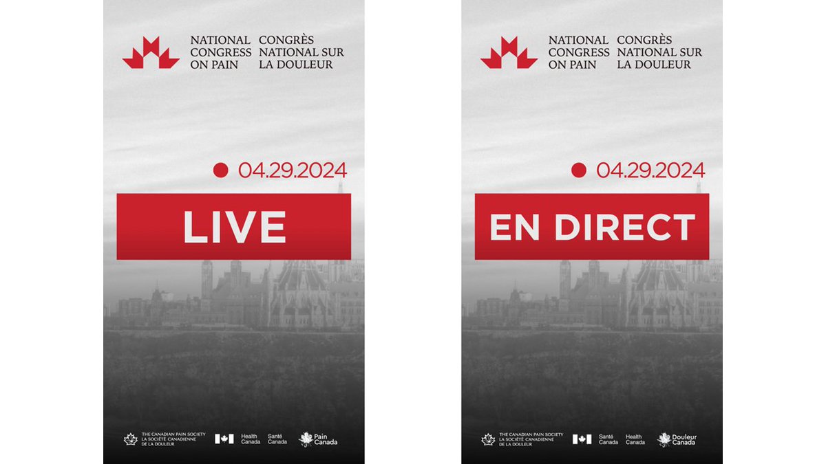 Mark your calendars for 7:30AM - 3:30PM Eastern Time on April 29, 2024 to watch for free the National Congress on Pain live streaming from Ottawa! Full details coming soon. #pain #douleur @CanadianPain @pain_canada