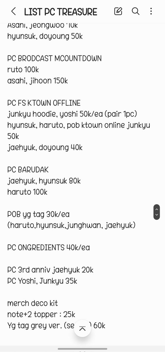 Wonustore_'s tweet photo. PRICE LIST 
t. hyunsuk jihoon yoshi junkyu asahi jaehyuk doyoung haruto jeongwoo junghwan Ifb want to sell https://t.co/vwfk2yU9Fl