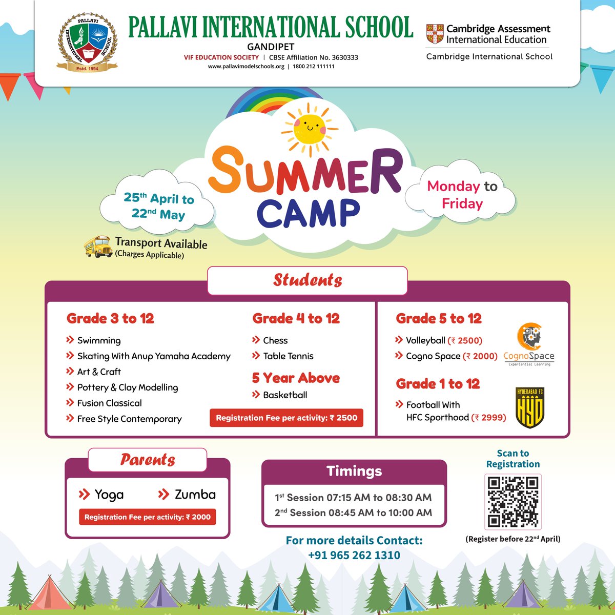 🌞 Summer Camp awaits from April 25th to May 22nd! 🎨Dive into Swimming and more.  🏊‍♂️🏓 Unleash creativity with Art & Craft. Parents can enjoy Yoga and Zumba! 💪💃 Register by April 22nd! 📝

#summercamp #funactivities #artandcrafts #creativekids #registernow #pgos #pisgandipet