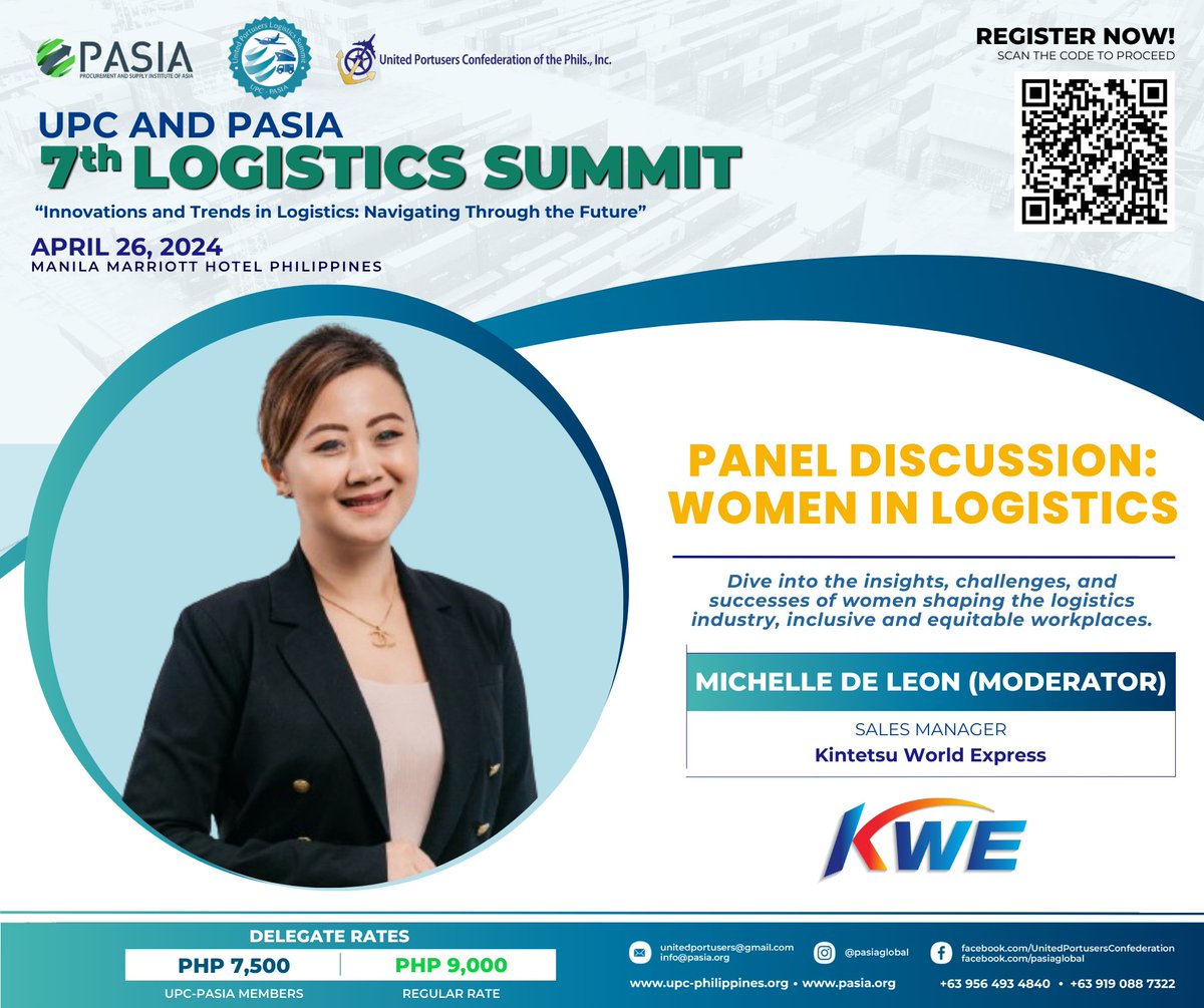Dive into the insights, challenges, and successes of women shaping the logistics industry, inclusive and equitable workplaces.

#PASIA #UPC #unitedportusersconfederation #supplychain #warehousemanagement #logistics #LogisticsLeaders #3PL #kintetsuworldexpress