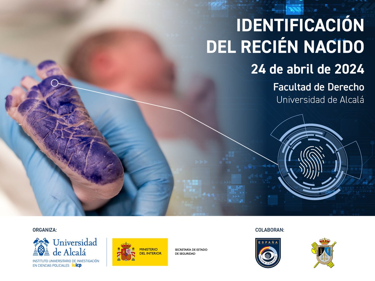 📢¿Quieres conocer las últimas novedades sobre los métodos de #identificación del recién nacido? Apúntate a este #seminario que se celebrará el miércoles 24/04, de 9 a 18 horas  inscripciones.fgua.es/curso/seminari…

 #Formación #Identificación #Neonatos #IUICP #UAH #AlcaládeHenares #Madrid