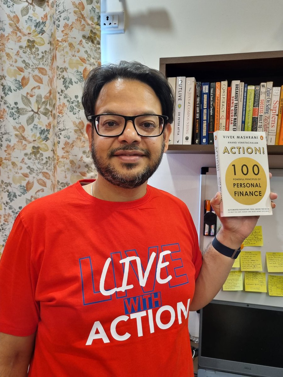 abhijitpanda's tweet image. Time for more ACTION!! Thank you so much for the lovely Tee shirt @MashraniVivek sir #action #BooksWorthReading #personalfinance #FinancialEducation #FinancialFreedom