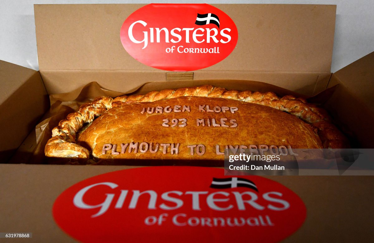 A Giant Cornish pasty made for Jurgan Klopp by the Plymouth Argyle sponsers prior to The Emirates FA Cup Third Round Replay match between Plymouth Argyle and Liverpool at Home Park (2017)
