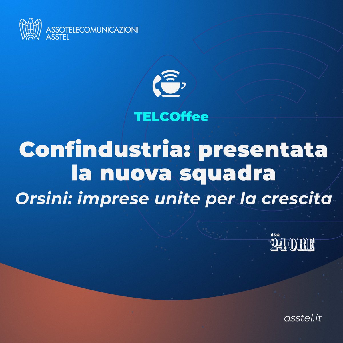 Tra le notizie #TelCoffee segnaliamo @sole24ore👇🏻 Il Consiglio Generale di @Confindustria ha approvato il nuovo vertice dell’Associazione indicato dal Presidente designato @Orsini_Emanuele. Buon lavoro a tutta la squadra, pronti a collaborare per la modernizzazione del Paese.