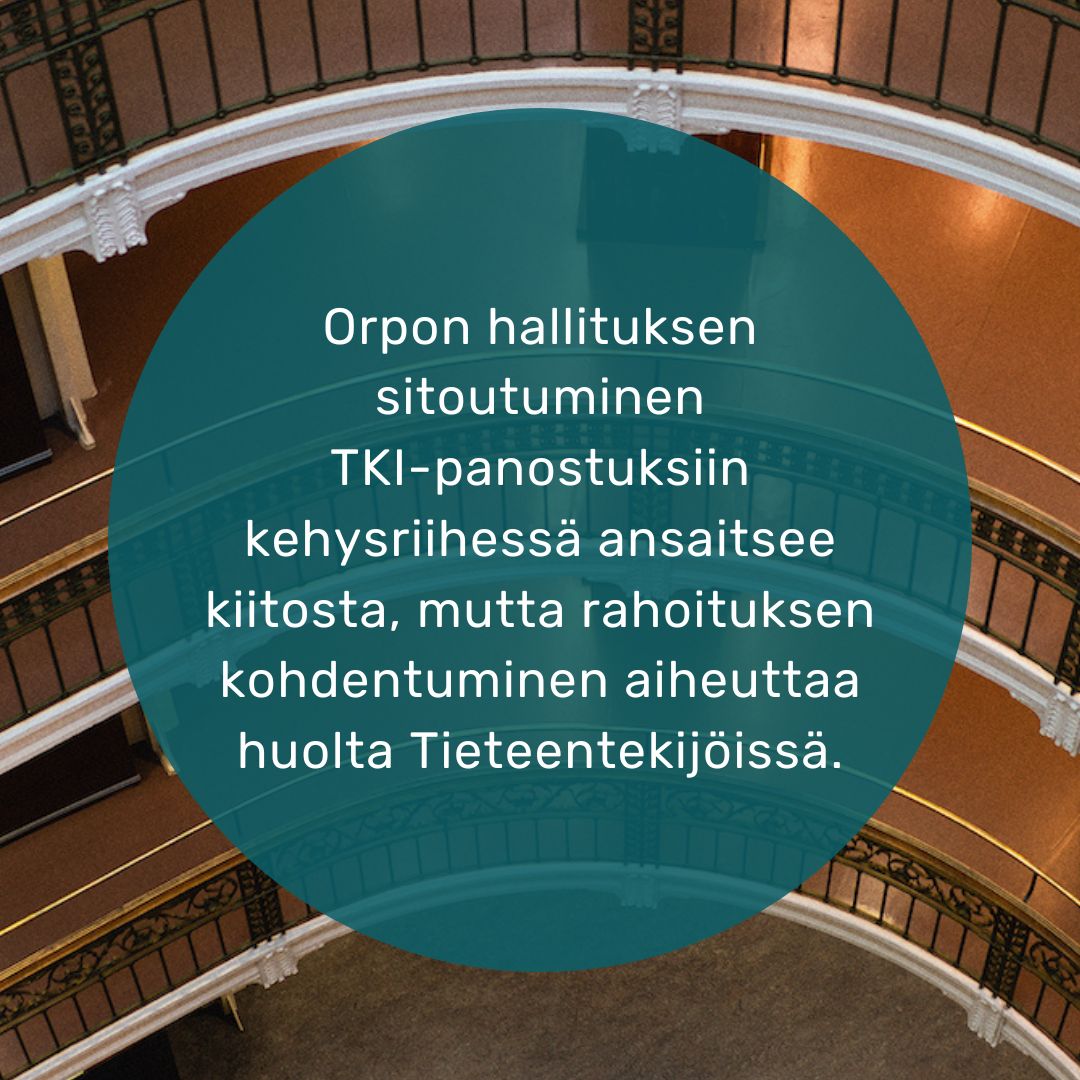 Orpon hallituksen sitoutuminen TKI-panostuksiin ansaitsee kiitosta, mutta rahoituksen kohdentuminen aiheuttaa huolta Tieteentekijöissä. 

Lue koko kommentti verkkosivuillamme: 
tieteentekijat.fi/tieteentekijoi… 
#kehysriihi #tutkimus #tiede #koulutus