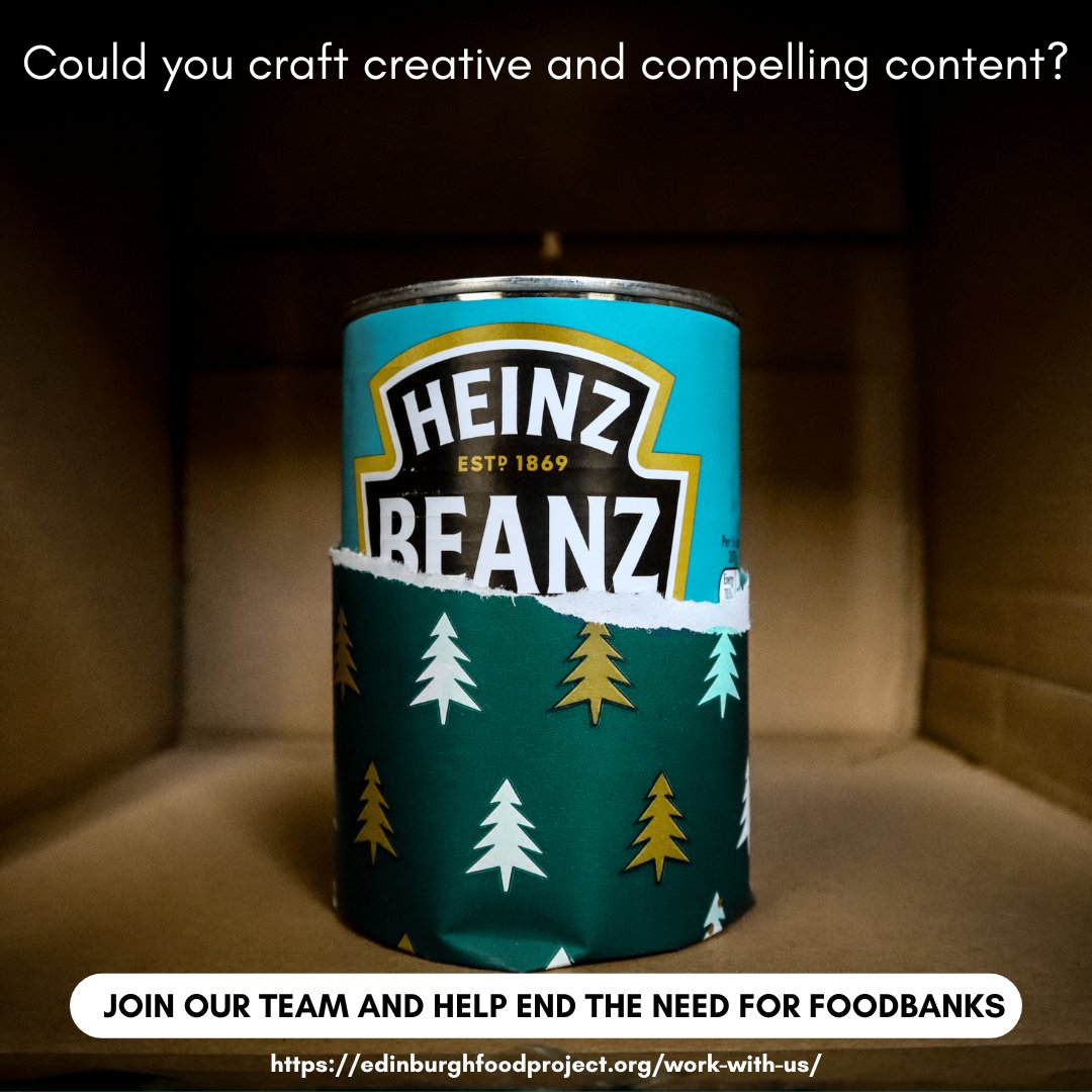Final chance to apply to be our Comms and Admin Officer 📣 You can help end the need for foodbanks while being creative! So if you are a fantastic communicator, and someone who is digitally savvy, we want to hear from you 🫵 Find out more: edinburghfoodproject.org/work-with-us/ #Hiring