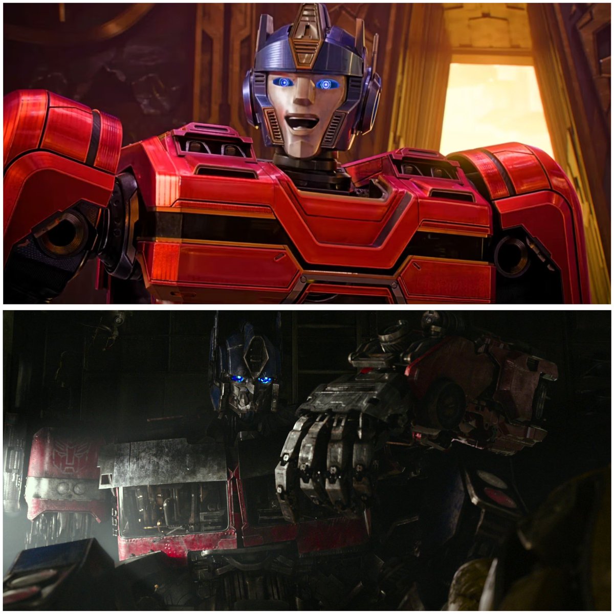 Without being literal, these are two different characters. 

From hopeful, fun and adventurous young robot to a broken, guilt-driven and heroic leader of the Autobots. 

#transformersone #riseofthebeasts #transformers
