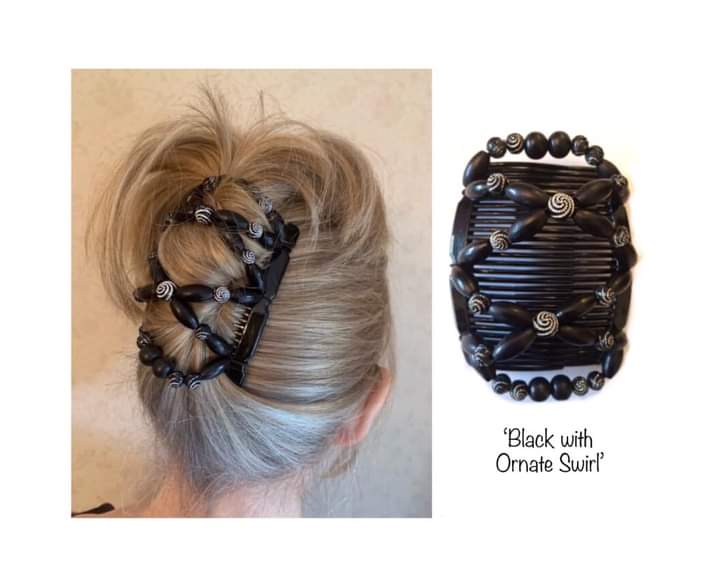 ‘Black with Ornate Swirl’ 🖤 °○ Just one from the amazing range of double comb beaded hair clips available in the HairgemShop.etsy.com etsy.me/3kkBOWT #EarlyBiz #elevenseshour #fridaymorning