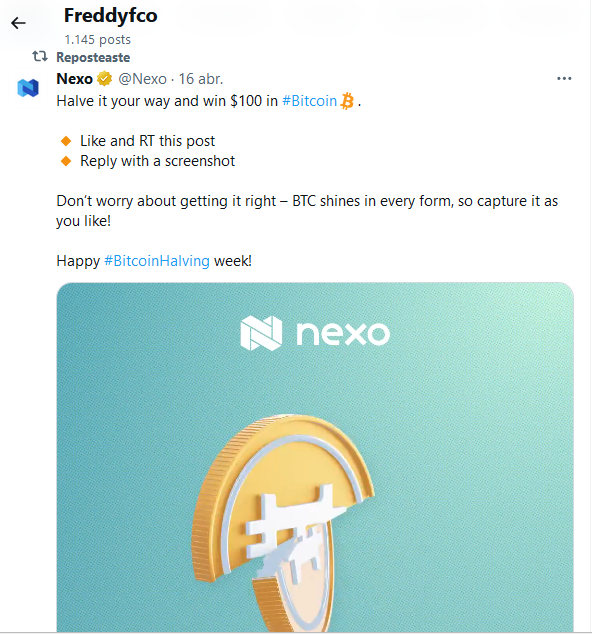 freddyfco's tweet photo. @Nexo It´s coming #BitcoinHalving https://t.co/hW9AxAeTJj