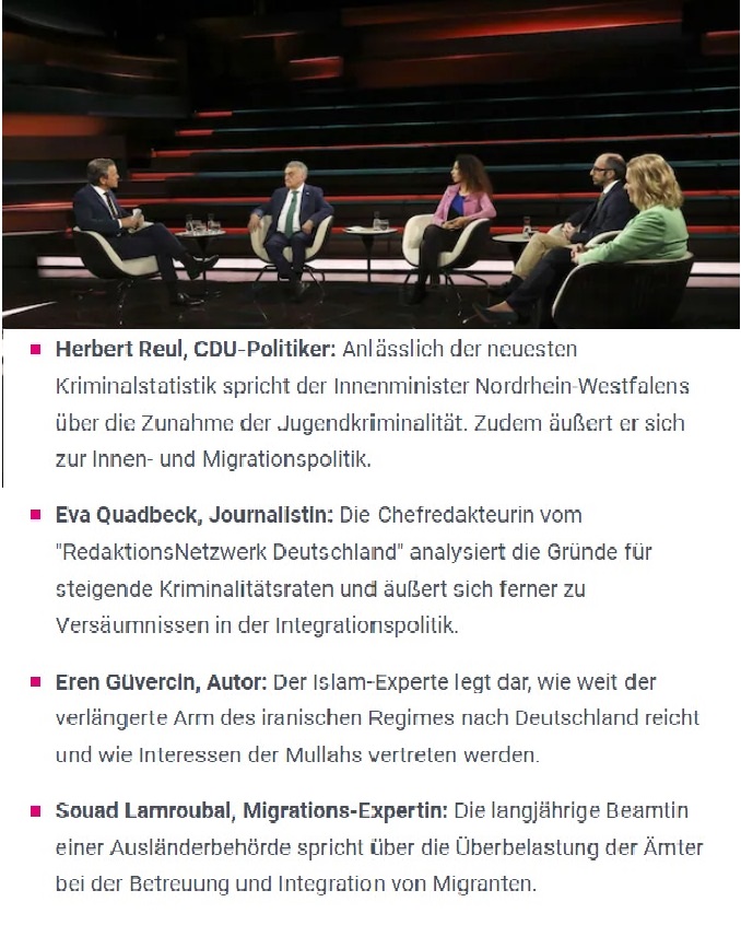 Eine '#Migrationsexpertin' bei #lanz namens Souad Lamroubal, die mal wieder die Migranten Kriminalität vertuschen, verharmlosen will, so dass andere Menschen ins #Messer laufen. Schlimm. Klar muss man die Täter und die Herkunft benennen. Vor allem ... dies macht man ja auch,