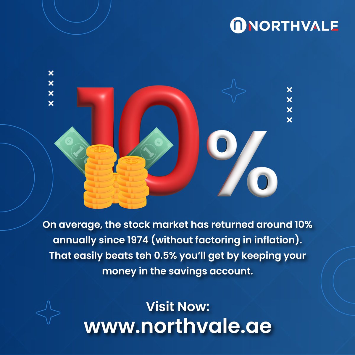 Benefits of stocks over banks!

Invest smarter with our #tradingplatform.
Own a piece of companies, share in their profits, and beat the meager returns of a savings account.
🔗northvale.ae

#FinancialFreedom #stockmarkets #banks #SavingsAccount #stocks #investing