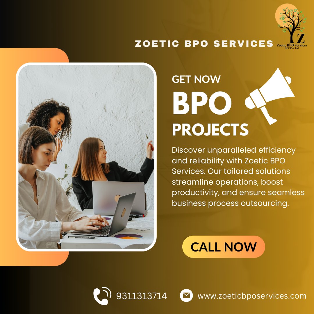 Zoetic BPO Services specializes in innovative BPO projects.
Grow your business with us
100% Payment Security
Instant Payout
Minimum 5 seats Required
Call us: 9311313714
Mail us at:manager@zoeticbposervices.com
zoeticbposervices.com/services/data-…
#BPO  #BPOjobs #BPOservices #outsourcing