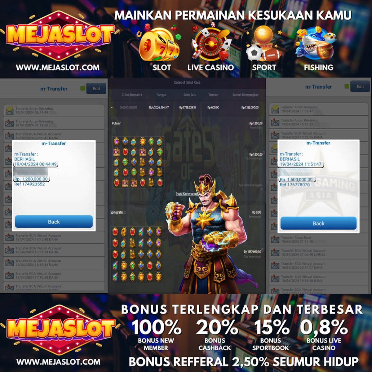 HUJAN KEMENANGAN ‼️ Beruntun. 💸 DEPO : 350k 🔥 WEDE : 1200k + 1500k 🎮 GAME : Gates of Gatot Kaca (Pragmatic Play) 💌 Telegram : @mejaslotofc 🌐 Ketik Di Google : MEJAPINK(.)COM 📞 Wa Offc : wa.me/+6282138541029 #Situsterpercaya #mejaslot #slotgacorhariini #indoviral