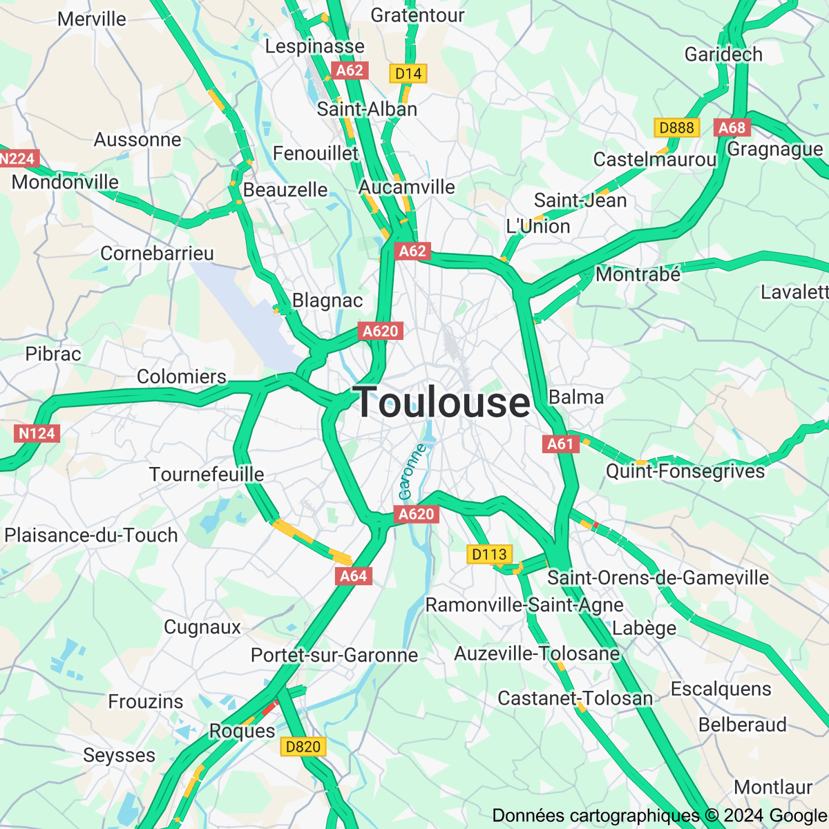 [FLASH 08:10] Trafic routier à Toulouse - toulousetrafic.com #Toulouse #ToulousePeriph #InfoTrafic