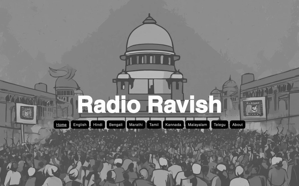 radioravish.com नमस्कार, आपके लिए एक सूचना है। हमारा यू-ट्यूब वीडियो हिन्दी के अलावा सात भारतीय भाषाओं में उपलब्ध होगा। इस समय इसे पॉडकास्ट के रूप में उपलब्ध किया जा रहा है। आप रेडियो रवीश के लिंक पर जाइये, वहां आपको होम पेज मिलेगा। होम पेज पर ही अंग्रेज़ी, हिन्दी,