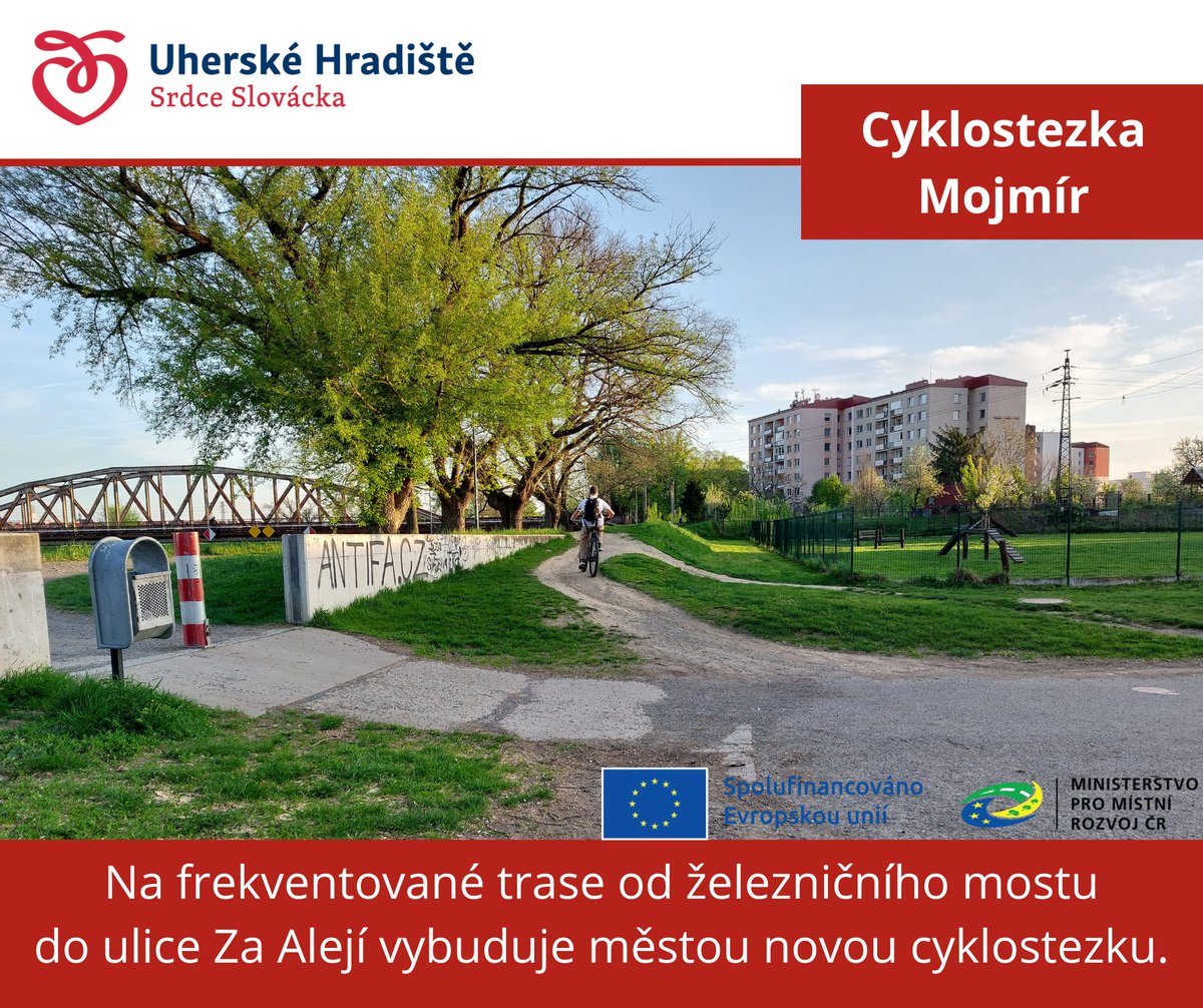 Novou cyklostezku Mojmír, která povede od "Železňáku" do ulice Za Alejí, začne <a href="/UHradiste/">Uherské Hradiště</a> budovat v květnu.  1url.cz/eumlu