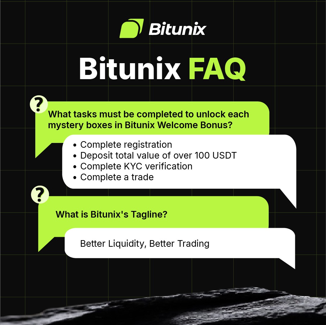 BitunixOfficial's tweet photo. Curious about #Bitunix?
We got you! Our FAQ section has all the answers you want to know π
#BitunixFAQ #MysteryBox #Liquidity #Trading https://t.co/nojJSPEWGE