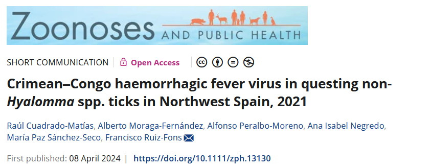 Nuevo hallazgo sobre fiebre hemorrágica de Crimea-Congo (CCHF) en España: Acaba de publicarse el hallazgo de genoma del virus CCHFV en garrapatas no Hyalomma en el Bierzo, España, en la misma zona donde hubo un caso humano en 2021. onlinelibrary.wiley.com/doi/full/10.11… 🧵👇