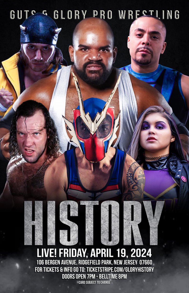 Friday night, @gutsandglorypro presents History in Ridgefield Park, NJ dmvprowrestling.com/p/friday-guts-…