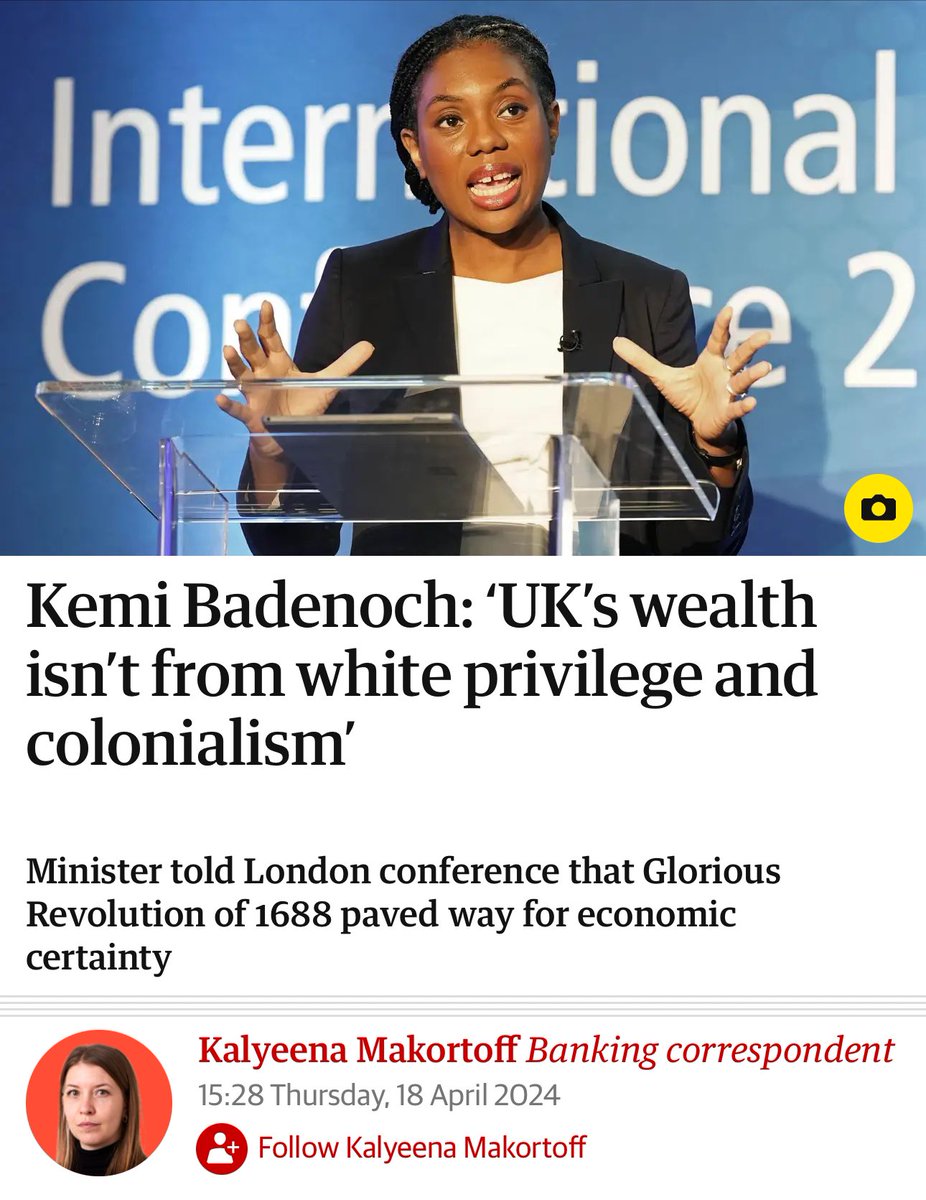 ‼️Black faces in high places aren’t gonna save us Kemi Badenoch “It would be wrong to attribute the UK’s wealth & economic success to its colonial history or racial privilege” 1yr ago Sunak refused to apologise 4 UK role in slave trade or pay reparations theguardian.com/politics/2024/…