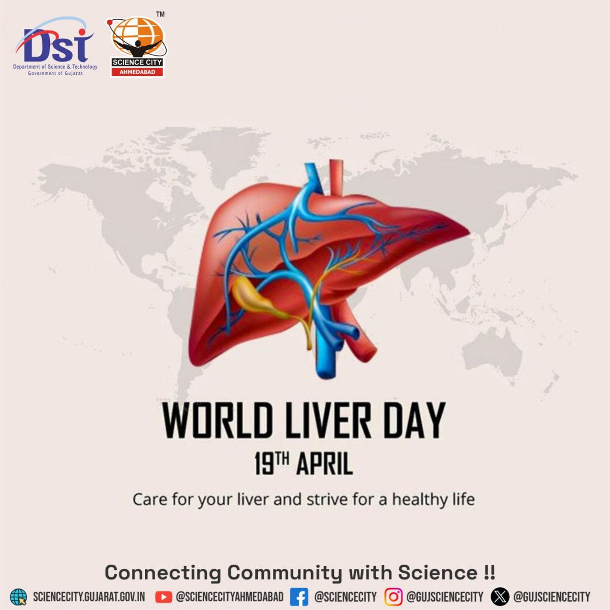 It's #WorldLiverDay!  Hepatitis, fatty liver, and other conditions threaten this vital organ. Share this to raise awareness and promote liver health! #HealthyLiverHealthyLife #ChaloScienceCity @indiadst @dstgujarat @jbvadar @InfoGujarat