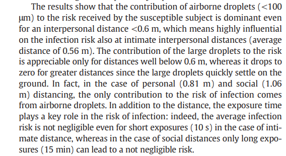 54 Another modelling study asking do droplets and aerosols reach.... This is not a study showing that if they reach droplets and virus payload enter. NB Beyond 0.81m only risk is from airborne (personal) Its very good but does not support @WHO sciencedirect.com/science/articl…