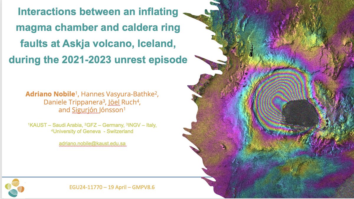 In Vienna again for #EGU24, ready to present our (@hvasbath, Daniele, @VTLAB_Joel, and @Sjonni_KAUST) work on Askja Volcano. See you there