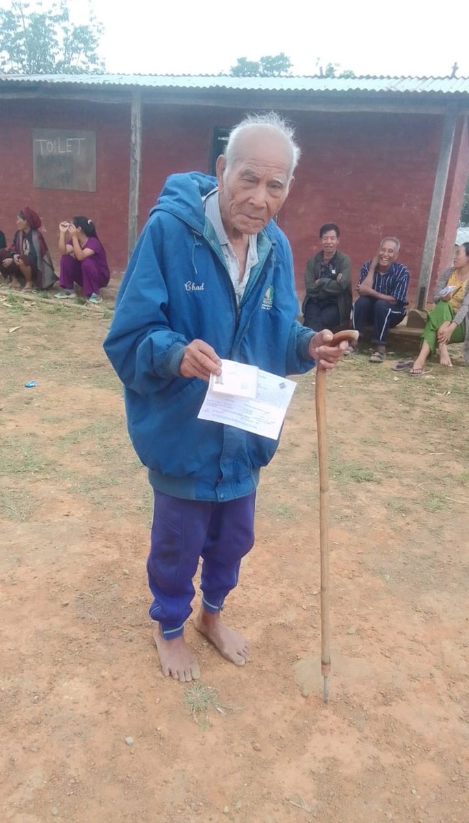 A senior citizen after casting his vote at 6/19 Nsong village, Peren district, Nagaland. @ceonagaland #voteforsure #ECISVEEP