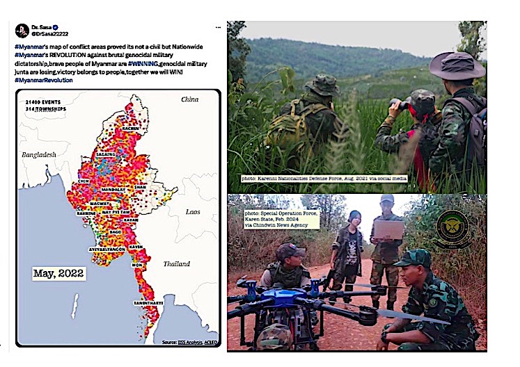 1. This (recent) History Thread is an overview of the trajectory of armed resistance to the Myanmar (Burma) 2021 coup as it has evolved into a relentlessly effective nationwide revolution. #WhatsHappeningInMyanmar 🌿