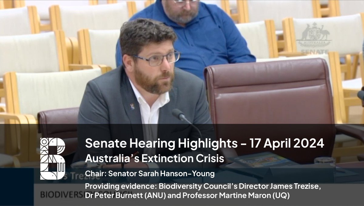 A public hearing for Australia's extinction crisis was held by the Senate Environment and Communications References Committee this week. Watch the highlights from evidence provided by @james_trezise, @martine_maron and @peterburnettanu The hearing was held the day after…