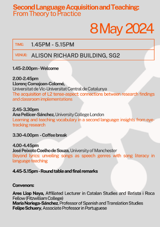 L. Comajoan-Colomé @grupGlossa participa a la jornada 'Second language acquisition and teaching: from theory to practice' a @Cambridge_Uni. ➡️drive.google.com/file/d/1FHhTBQ…. @UDivulga @UVic_CRED @SER_CLE @llenguacatalana @GrupGIEL @CuscUB @aresllop @ICEUAB @uvic_cife @FitzwilliamColl