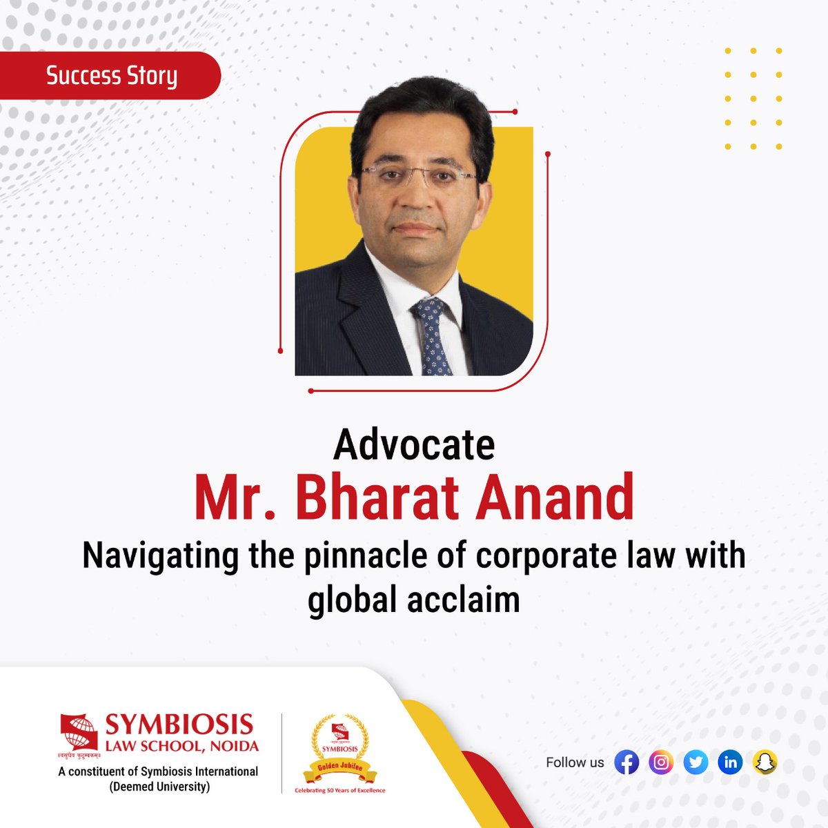 Advocate Mr. Bharat Anand excels in #Corporate and #Commercial law, specialising in M&A. Renowned for strategic insights, he's recognised as a 'Band 1 Lawyer' in Delhi and a Global Leader by Who’s Who Legal. His leadership extends to major industry associations. #LegalLegacy