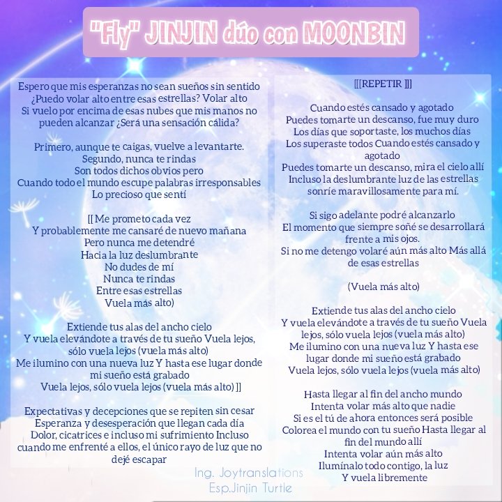 jinjinturtle's tweet photo. 📝 | Traducción de "Fly" Canción de #JINJIN en dúo con #MOONBIN 💗

Cr. Trad @/joytranslations 

FLY WITH JINJIN AND MOONBIN 
#JINJIN_MOONBIN_Fly 
#진진 #문빈
@offclASTRO https://t.co/4FR1CPuTl9