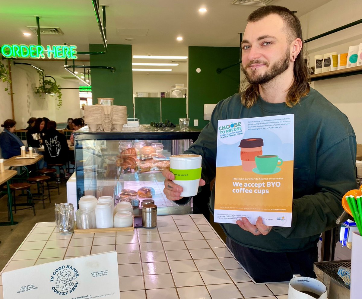 🌏 In 2023, @CityofVincent WA promoted 'BYO   containers' to cut plastic use. From cafes to butchers, many businesses joined this popular initiative! Where do you BYO? If you're a business wanting a sign, download one here- plasticfreejuly.org/resources/post…