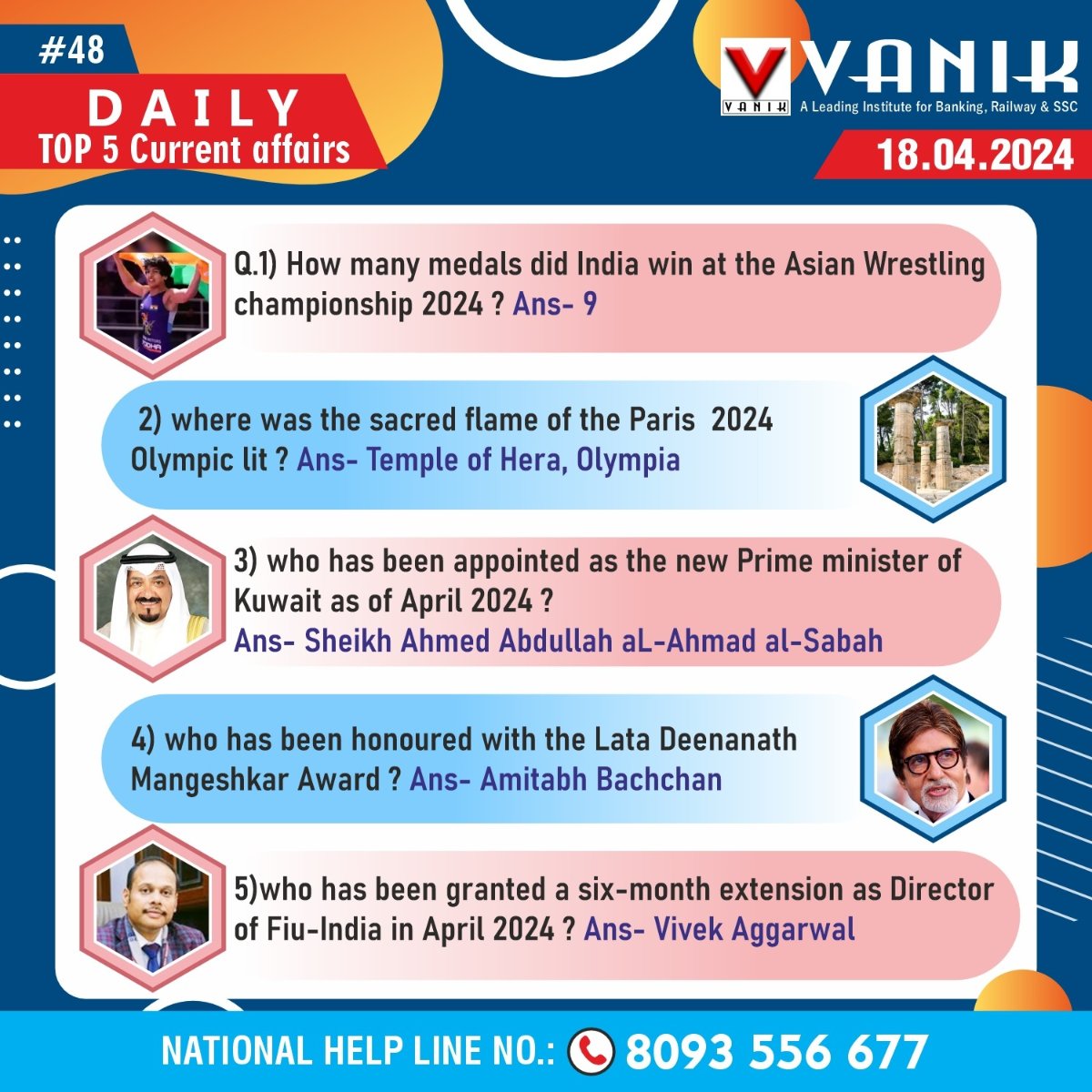 TOP CURRENT AFFAIRS Update For All The Learners..
🎯Top 5 CURRENT AFFAIRS👇

📌Stay Updated with  Today’s Top 5 News
👉For More News Follow Us @VANIK
🔄 LIKE, COMMENTS and SHARE

#Vanik promotes quality #Education4All
.
.
#top5news #news #dailynews #sscexam #gk #worldnews