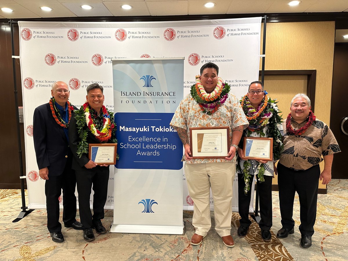 Congratulations to Kapa‘a High Principal Tommy Cox on receiving the Masayuki Tokioka Excellence in School Leadership Award 🏆🎉 ! And 🙌 to semi-finalists Principal Sheldon Oshio and Principal John Wataoka. Outstanding examples of leaders committed to student success!