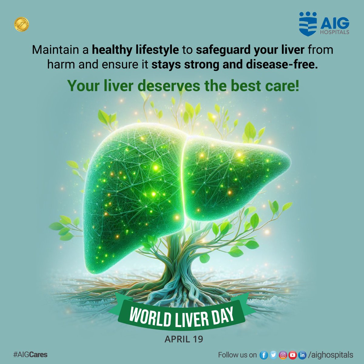 Maintain a healthy lifestyle to safeguard your liver from harm and ensure it stays strong and disease-free. Your liver deserves the best care! 
World Liver Day.
#LiverHealth #DiseasePrevention #WorldLiverDay #liver #Health #AIGHospitals #AIGCares #LiverDisease