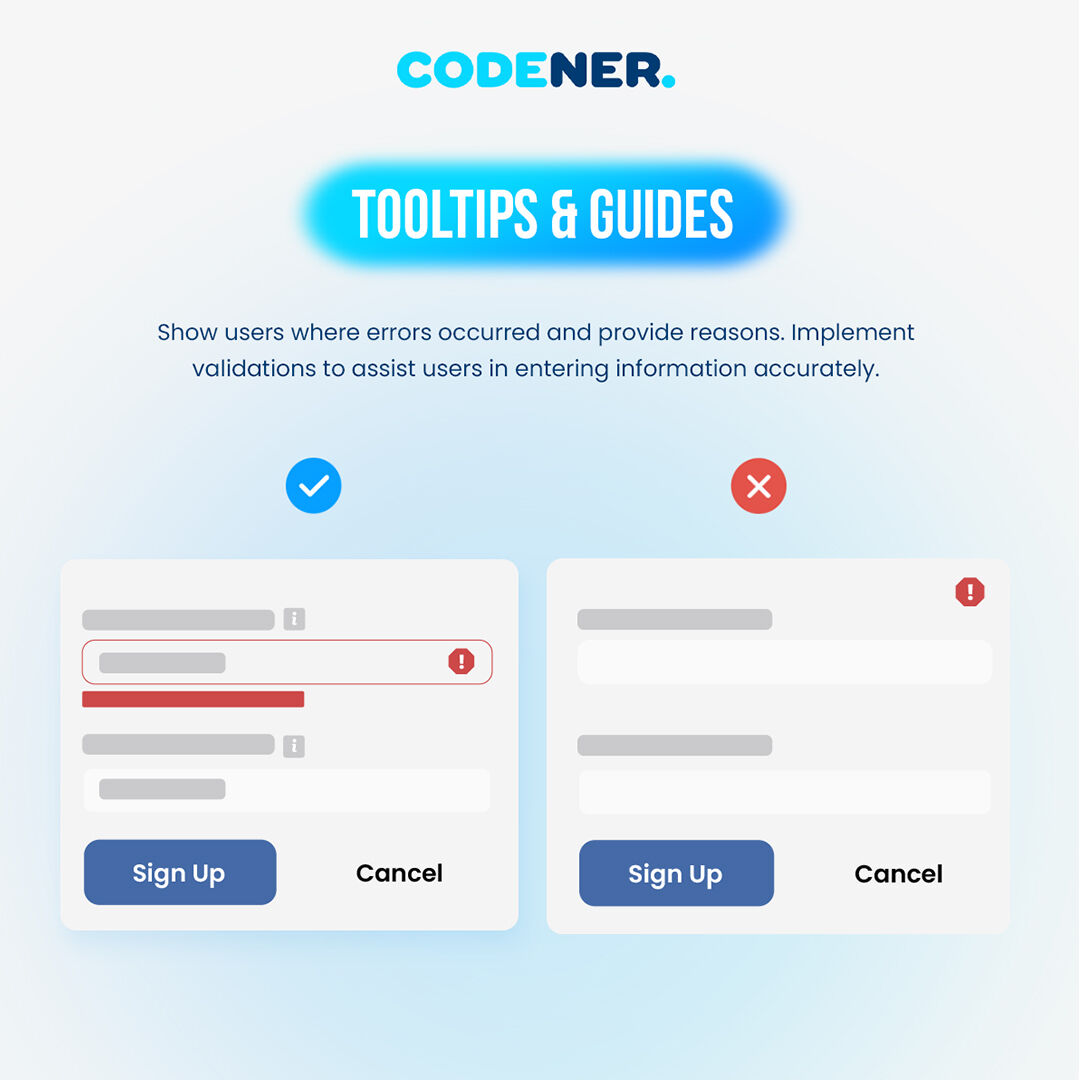 Incorporating thoughtful tooltips and guides into your UX design can significantly enhance user experiences by offering clarity, guidance, and support throughout their journey. ✨

#codener #uiux #uidesign #webdesign #webdevelopment  #userexperience #uiuxdesign #graphicdesigning