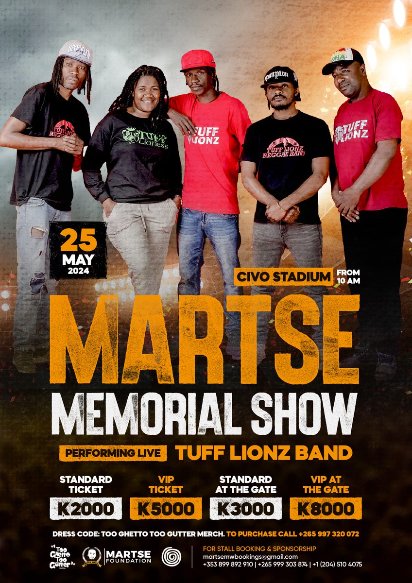 martseMW's tweet photo. Added to the list of performers to headline Martse Memorial Show :- TuffLionsBand 🎤

Net proceeds  will go towards the Martse Foundation desk initiative 🙏🏾

#Tooghettotoogutter
#MartseFoundation https://t.co/FmuqQORvtM