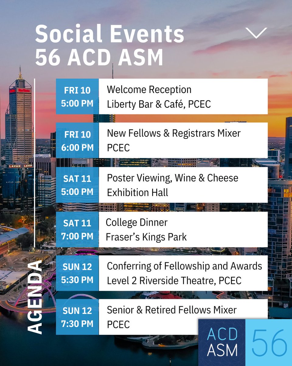 With just 3 weeks to go until this year’s ASM we are looking forward to seeing you at one of our many social networking events offered throughout the ASM. For more information go to acdasm.com.au/social-events/ We look forward to seeing you there! #ACDASM2024