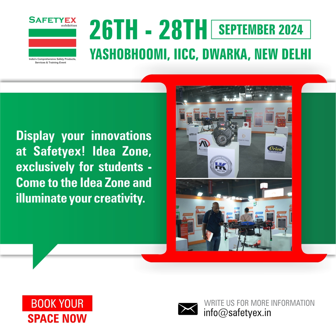 Attention students! Fuel your passion for safety at the Idea Zone, a platform for Industrial Safety and Occupational Health & Safety Projects.

Enquire: safetyex.in/exhibitor-enqu…

#safetyex #safetyex2024 #safetycompliance #safetytips #exhibitionspace #exhibition #delhi