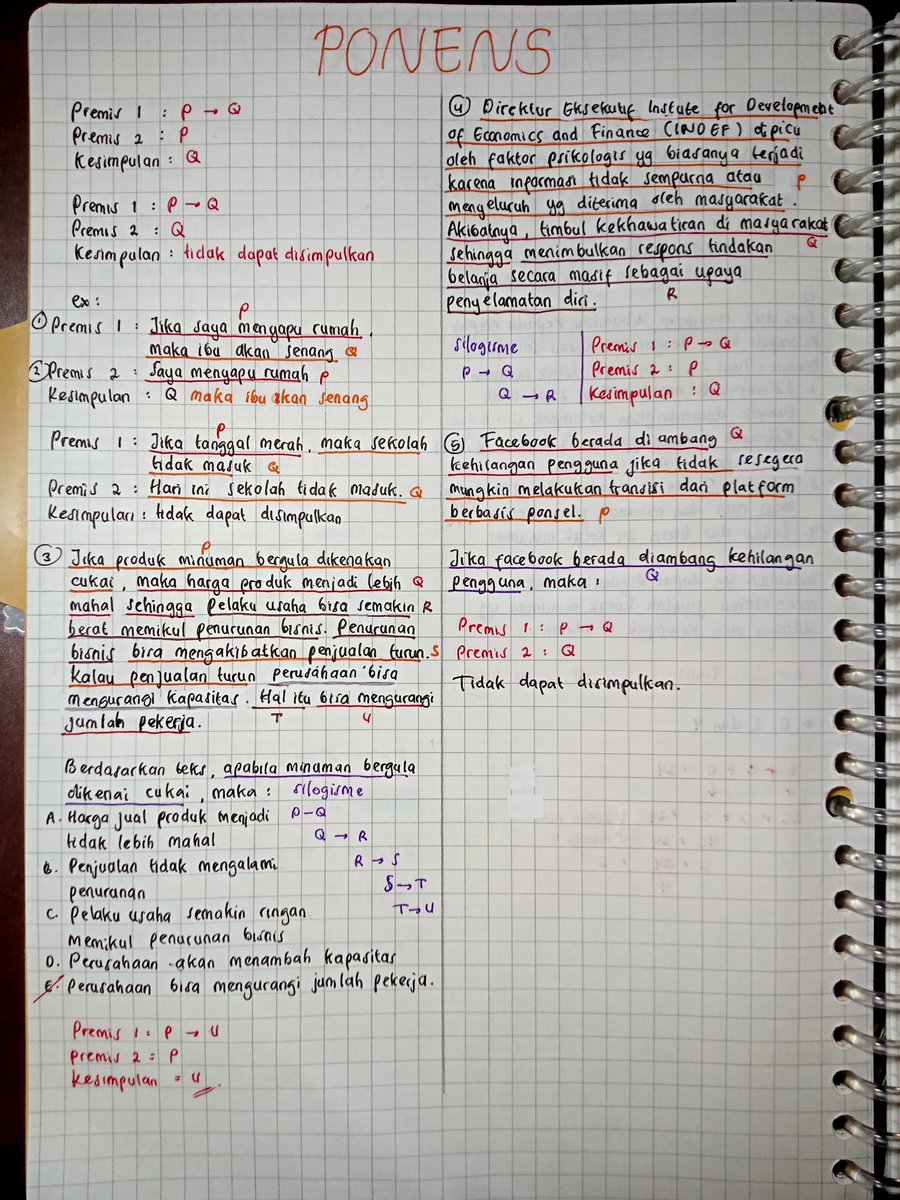 bstudyys's tweet photo. catatan subtest penalaran umum (pu)
౨ৎ ponens, tollens, ekuivalensi, negasi, silogisme
#studytwt #ambivers https://t.co/qXKBc5yLIR