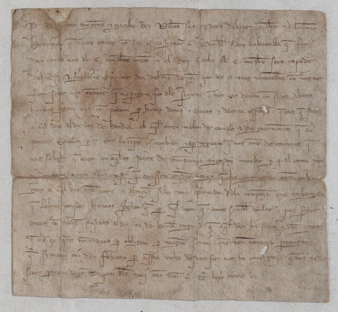 El Desfiament de Bordeus 1. A l’Arxiu de la C. d’Aragó s’hi conserva aquesta carta de Pere el Gran dirigida a Pedro de Aibar. L’inici de la carta és en llatí, mentre la resta de la carta, escrita el 1/5/1283 en plena guerra contra Carles d’Anjou, és en català. (10 tuits) 👇🧵