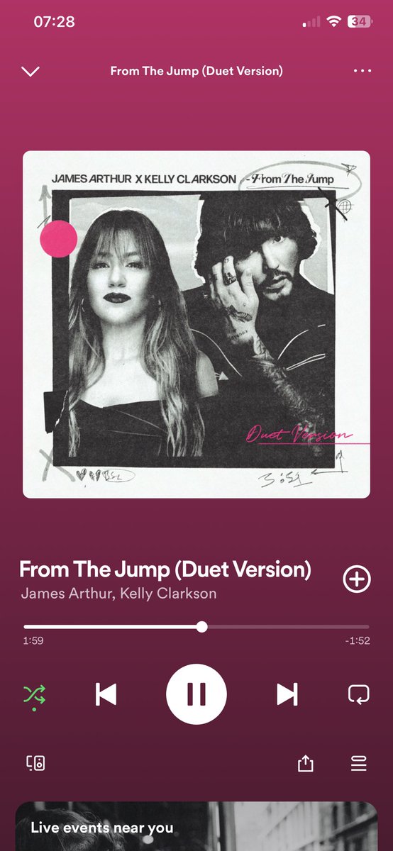 Forever one of my favourite <a href="/JamesArthur23/">James Arthur</a> songs ❤️ 
What a duet 🔥🔥🔥🔥 
<a href="/JamesArthur23/">James Arthur</a> and <a href="/kellyclarkson/">Kelly Clarkson</a>  voices together 😍😍 
#fromthejump #NewMusicFriday