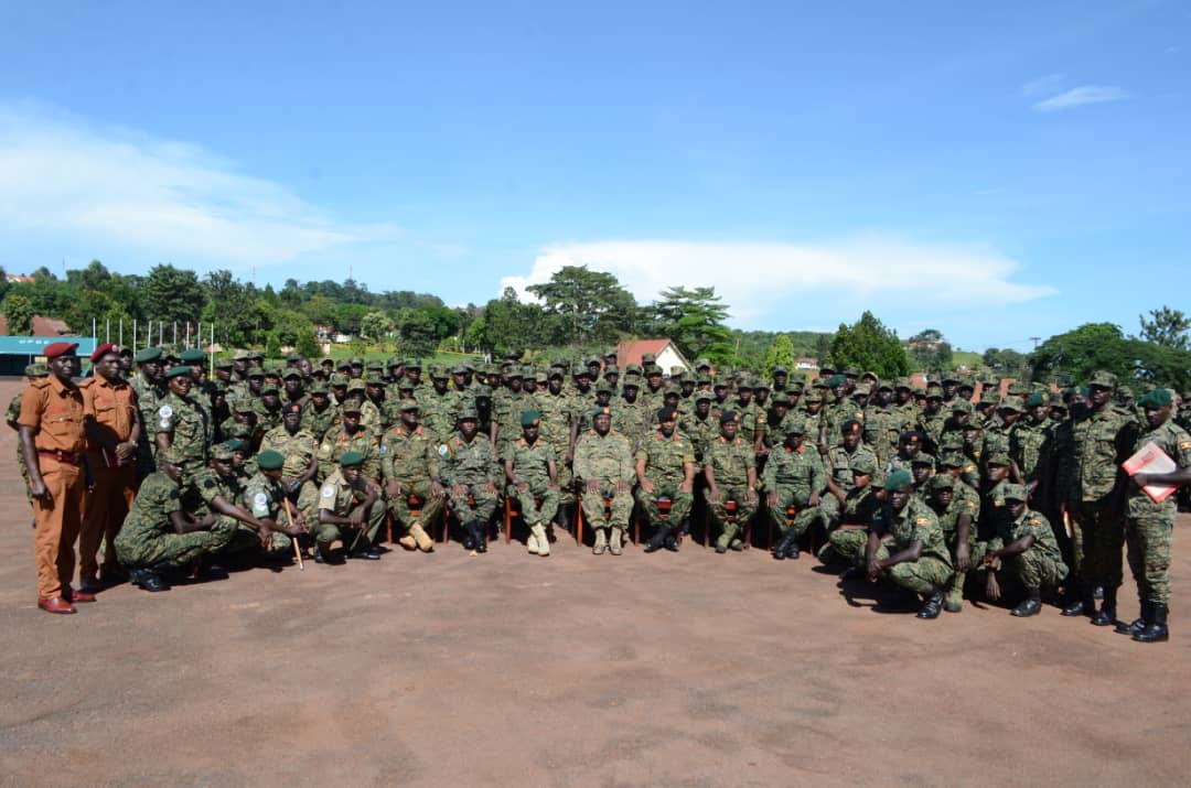 The Deputy Commander Land Forces, Maj. Gen. Francis Takirwa presided over the passing-out parade of 614 soldiers upon completion of the Instruction & Junior Non-Commissioned Officers Course at the Non-Commissioned Officers Academy (NCOA) in Gaddafi Barracks, Jinja District.