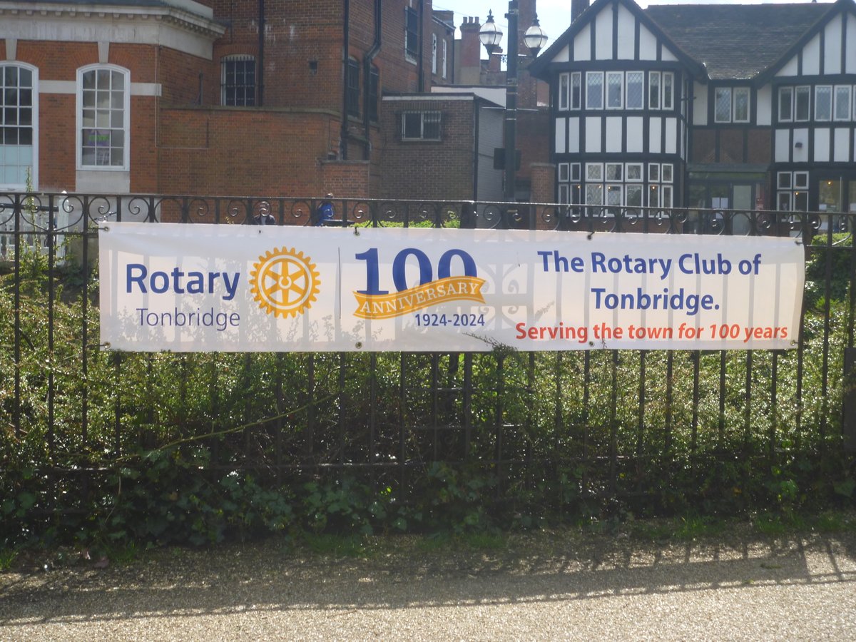 Tonbridge Rotary Club reached its Centenary this year, and to celebrate the event two banners have been erected - one at the Castle side of the Watergate close to the High Street and the other facing Sovereign Way at Botany car park which adjoins Waitrose.