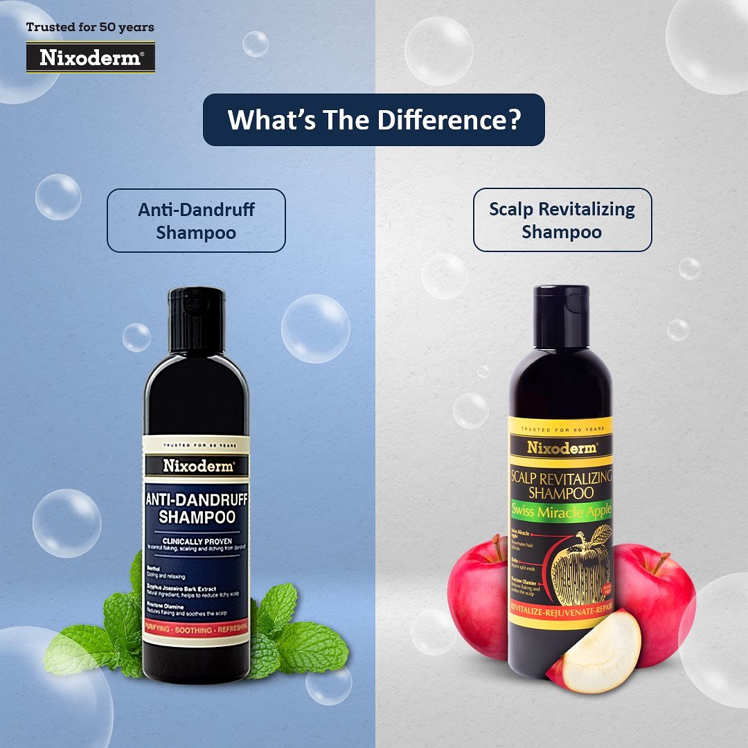 NixodermMY's tweet photo. Let’s break down our two best-selling shampoos – Anti-Dandruff and Scalp Revitalizing 🧴

Find the ideal match for your hair type to unlock maximum benefits and achieve your dream hair goals 💁🏻‍♀️

#Nixoderm #NixodermMY #Shampoo #AntiDandruff #ScalpRevitalizing https://t.co/ikdKIughXs