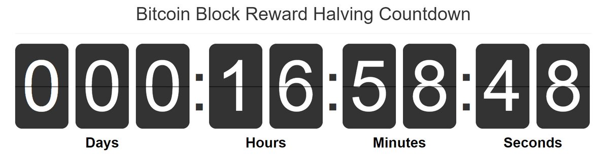 |￣￣￣￣￣￣￣￣￣￣￣￣￣|
距离 $BTC 减半还有约 16 小时
|＿＿＿＿＿＿＿＿＿＿＿＿＿|